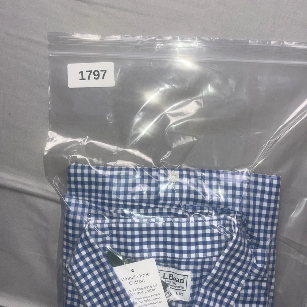 LL Bean Wrinkle Free Kennebunk Sport‎ Shirt Mens XLT Blue Traditional Fit Check